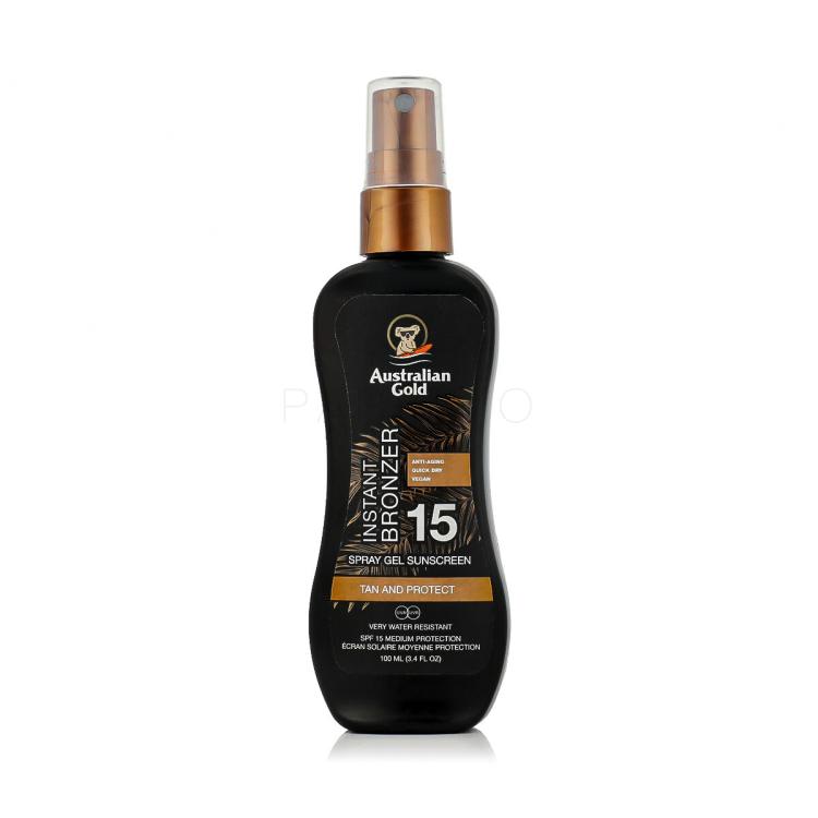 Australian Gold Instant Bronzer Spray Gel Sunscreen SPF15 Sonnenschutz für Frauen 100 ml