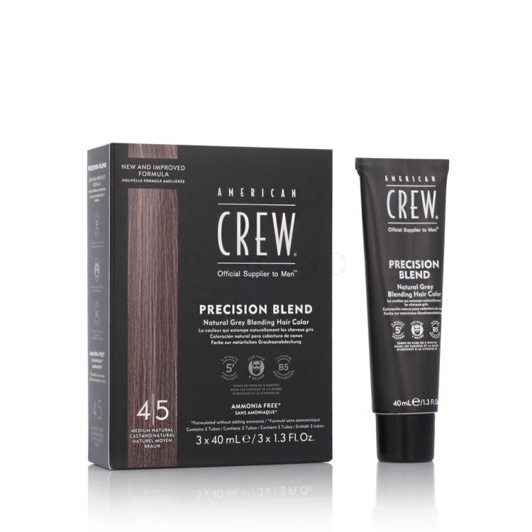 American Crew Precision Blend Natural Grey Blending Hair Color Haarfarbe für Herren 3x40 ml Farbton  4/5 Medium Natural