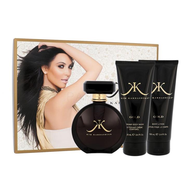 Kim Kardashian Gold Geschenkset EDP 100 ml + Körpermilch 100 ml + Duschgel 100 ml